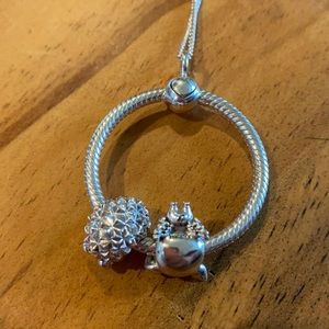 Necklace with 2 charms from Pandora includes the cutest hedgehog charm
